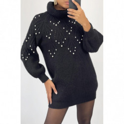 Robe pull noire ample col...