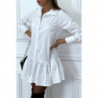 Robe chemise blanche plissée au bas et évasée