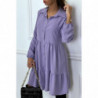 Robe chemise violette à volant et boutons