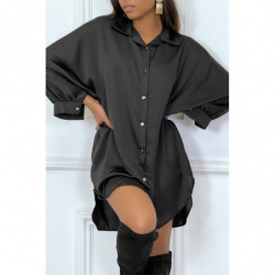 Robe chemise satiné over size. Chemise femme ample