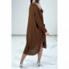 Robe chemise ample marron avec manches chauve-souris