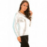 Pull manches longues Argenté style retro brillant. WJ-3871