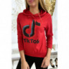 Pull sweat rouge logo Tik Tok