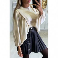 Magnifique pull beige manches en voile chauve souris