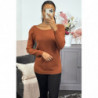 Pull cognac en viscose avec motif sequins au dos