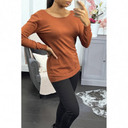 Pull cognac en viscose avec motif sequins au dos