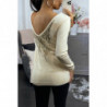 Pull beige en viscose avec motif sequins au dos