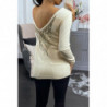 Pull beige en viscose avec motif sequins au dos