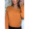 Pull doux cognac avec cordons au dos