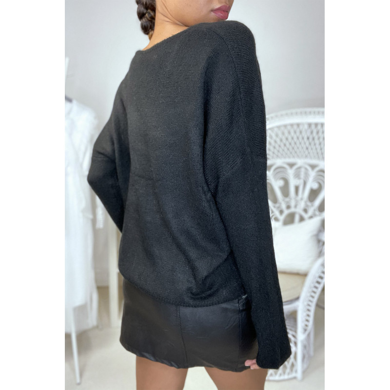 Pull noir très doux et tombant