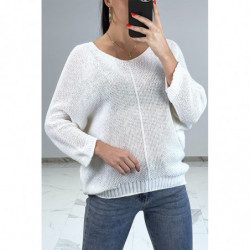 Pull fluide blanc en grosse...