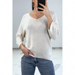 Pull fluide beige en grosse...