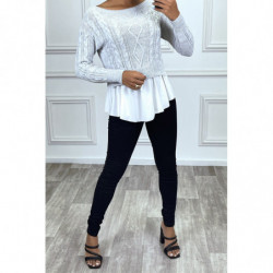 Pull gris avec volant