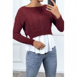 Pull bordeaux avec volant