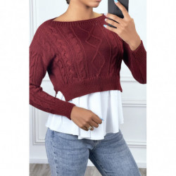 Pull bordeaux avec volant