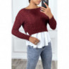 Pull bordeaux avec volant