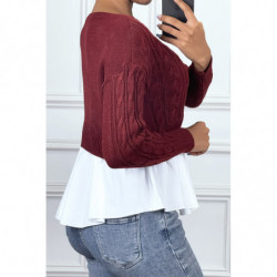 Pull bordeaux avec volant