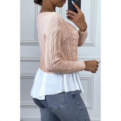 Pull rose avec volant