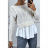 Pull beige avec volant