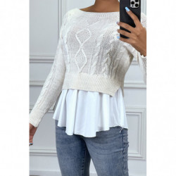 Pull beige avec volant