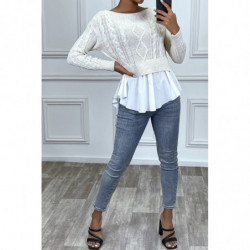 Pull beige avec volant