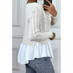 Pull beige avec volant