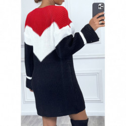 Robe pull épais en acrylique rouge blanc et noir