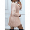 Robe pull rose tombante avec jolie forme et fil argenté