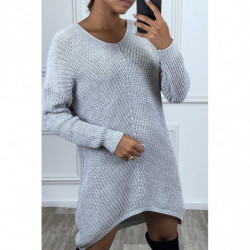 Robe pull gris tombant avec...