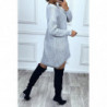 Robe pull gris tombant avec jolie forme et fil argenté