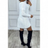 Robe pull blanc tombant avec jolie forme et fil argenté