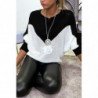 Pull noir blanc et doré coupe chauve souris sans le collier