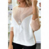 Pull rose blanc et doré coupe chauve souris sans le collier