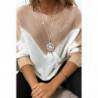 Pull rose blanc et doré coupe chauve souris sans le collier