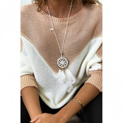 Pull rose blanc et doré coupe chauve souris sans le collier