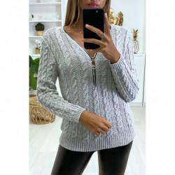 Pull Gris en maille...