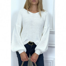 Pull blanc manches...