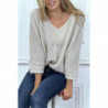 Pull beige over size et tombant composé de laine