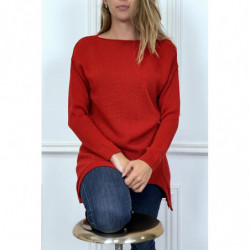 Pull tunique rouge ouvert...