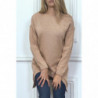 Pull tunique rose ouvert en bas à lavant