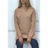 Pull tunique rose ouvert en bas à lavant