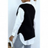 Pull col V noir sans manche. Pull femme tendance