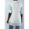 Pull col V blanc sans manche. Pull femme tendance