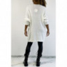 Robe pull blanc oversize en laine. Pull femme fashion et bien chaud