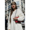 Robe pull blanc oversize en laine. Pull femme fashion et bien chaud