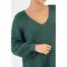 Gris pull col V over size bien épais en vert sapin