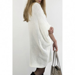 Robe pull blanche ample mi-longue col rond