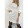 Robe pull blanche ample mi-longue col rond