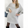 Robe pull grise ample mi-longue col rond