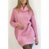 Robe pull Rose col roulé effet maille droite longueur parfaite douce chaleureuse et stylée